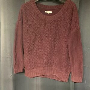 American Eagle Outfitters Red Crew Neck Sweater with Textured Knit
